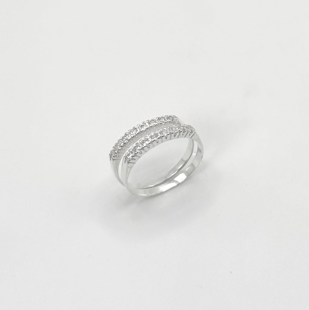 Anel Duplo Aparador Meia Aliança Cravejada Annavi