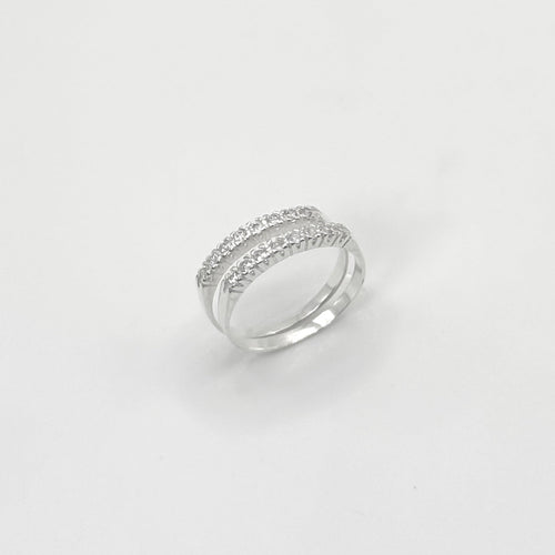 Anel Duplo Aparador Meia Aliança Cravejada Annavi